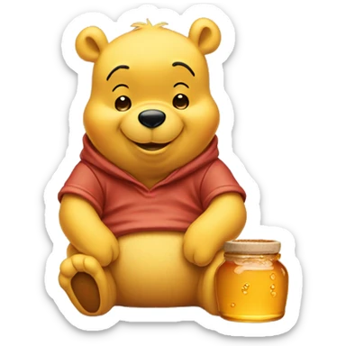 Winnie the Pooh with honey pot sticker