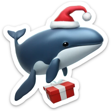Whale in outer space with a Santa hat sticker
