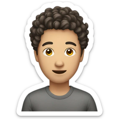 Asian man with curly brown short haired sticker