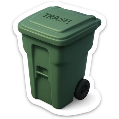 Draw a Pixar-style trash can. The view should be at a 70 degree angle from the ground. Do not use face, eye, and mouth. sticker