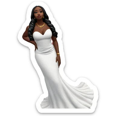 dark-skinned beauty in white dress sticker