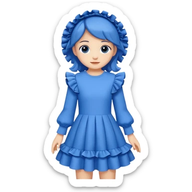lon sleeve blue dress with ruffles sticker