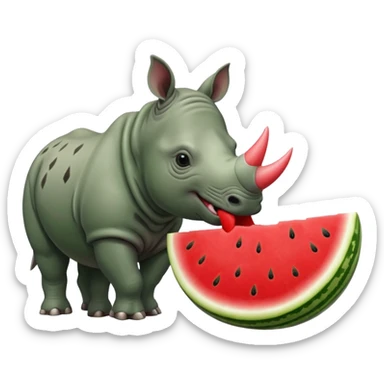 rhino eating watermelon sticker