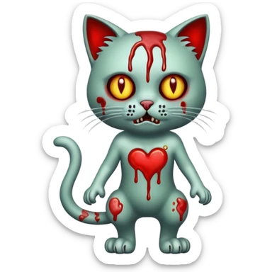 bloody zombie cat full body sticker
