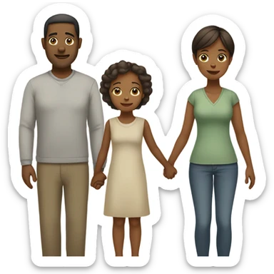 Wife and husband holding toddler girl  sticker