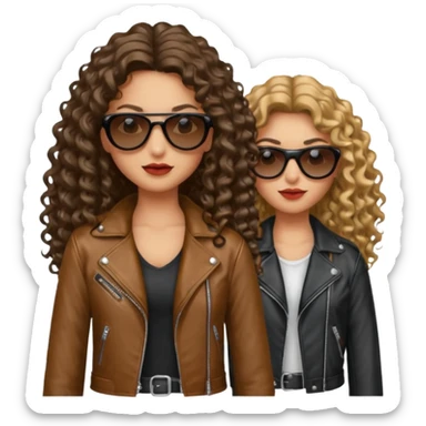Biker Gang with Sunglasses, Girl with long curly hair, sunglasses sticker
