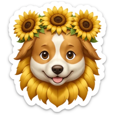 dog with sunflower crown sticker