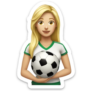 blond woman holding a soccer ball in her hand sticker