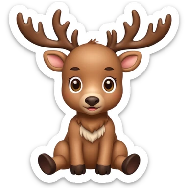 reindeer baby  cute, full body , toys stuck in head sticker