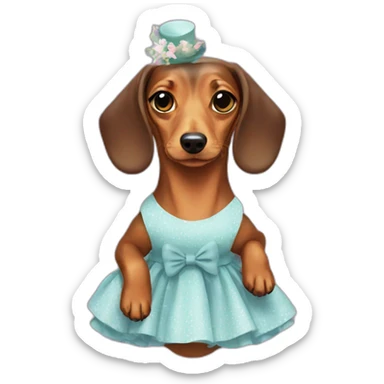 Lady Dachshund whith cute dress sticker