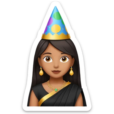 Brown girl in party wear black saree  sticker