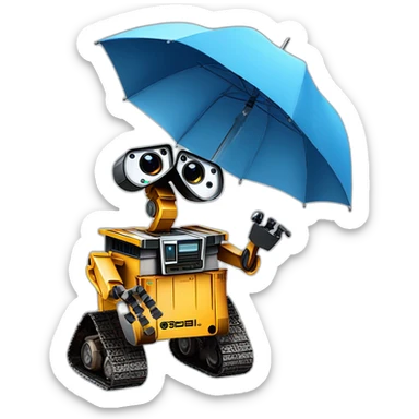 Wall-E avec un parapluie sticker