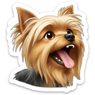 Yawning Yorkshire Terrier sticker
