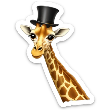 Profile of a giraffe wearing a top hat sticker