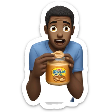 a guy named tony eating peanut butter and crying sticker
