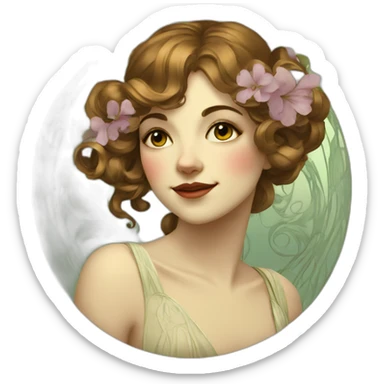 Art nouveau girl sticker