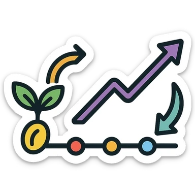 modern icon of a timeline or historical progression, visually explaining the concept of history in seed VC investing sticker