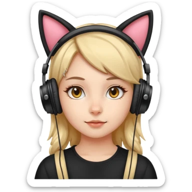 fille avec casque oreille de chat sticker