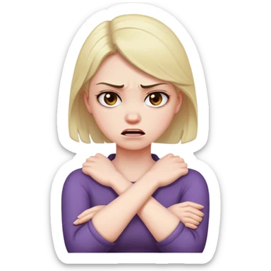 Arms crossed holding neck angry girl sticker