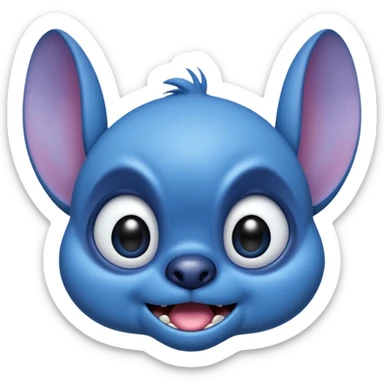 Stitch the blue alien from Lilo & Stitch looking surprised sticker