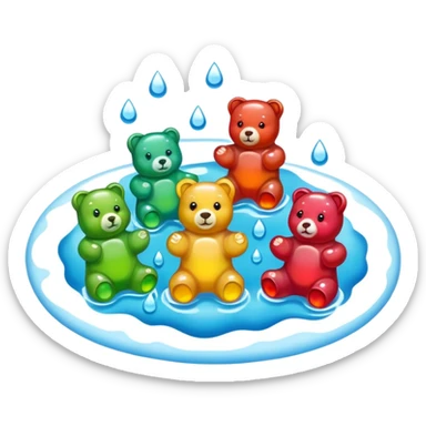 puddle with gummy bears floating in it  sticker