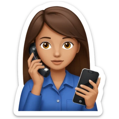 ￼ Brunette Haired Girl on the phone  sticker
