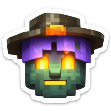 Pixel Minecraft Fedora Halloween Head Mask Diamond Obsidian Emerald Flame Shiny Glow Reward Legendary Unique Epic Mystery sticker