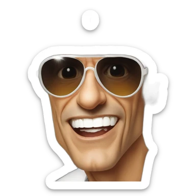 michel polnareff avec des lunettes de soleil blanches et expression de visage neutre sticker