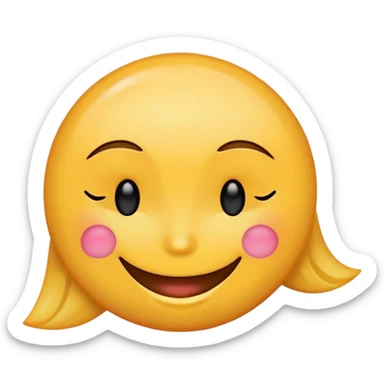 female yellow smiley face emoji, winking sticker