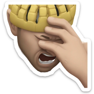 an mma fighter in pain covering his face sticker