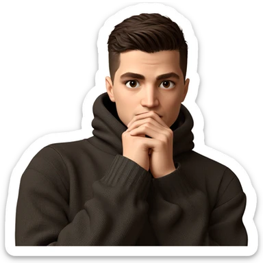 thoughtful boy in black sweater sticker