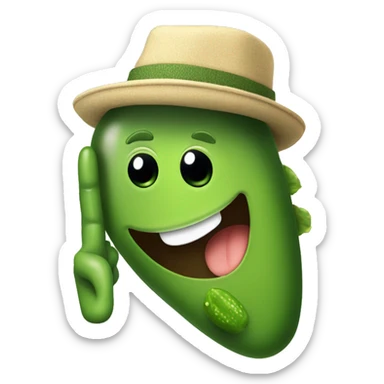pickle wearing a hat giving the peace sign sticker