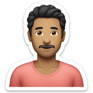 a guy with black hair who sleep in sleeping clothes  sticker