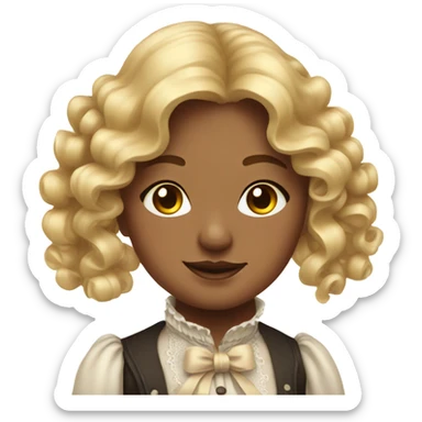 Victorian girl with blonde sausage curls with ribbons very detailed and realistic sticker