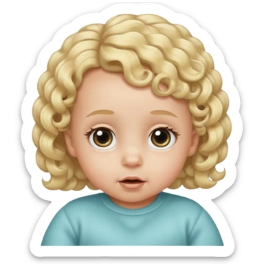 The head of a cherubic infant baby with a single curl tuff of hair and big dreamy eyes and extra long eyelashes sticker