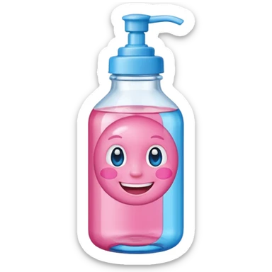Smiling grin baby oil bottle pink blue top  sticker