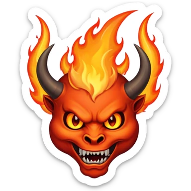 devil horn on fire logo sticker