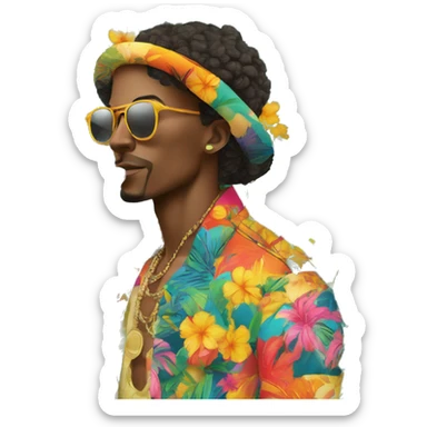 Person vaping wearing a colourful vibrant tropical patchwork of intricate vintage patterns, vape sticker