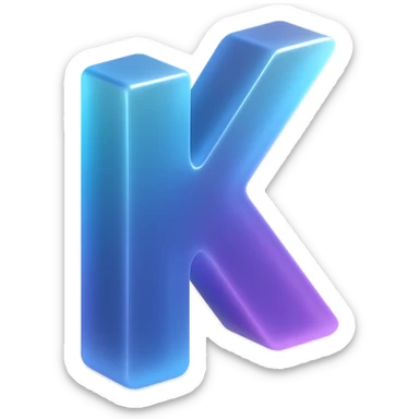 the letter K with a fancy colorful gradient for the color with blue and purple sticker
