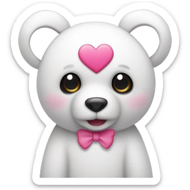 generano un orsacchiotto bianco con il papillon rosa e un cuore in braccio rosa  sticker