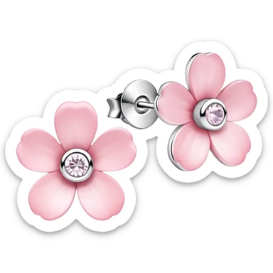 Flower light pink whit silver pandora spring earrings  sticker