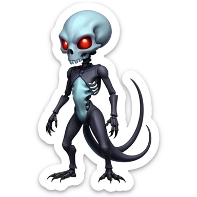 Shiny Futuristic Badass Demonic Spectral Dusky Spooky Skull-faced Cool Hot Stylish Handsome Alien-Salandit-Darkrai-Genesect-Fakémon-fusion (full body) sticker