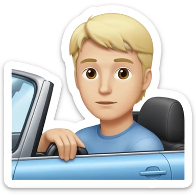 Blonde man gazing out a car sticker