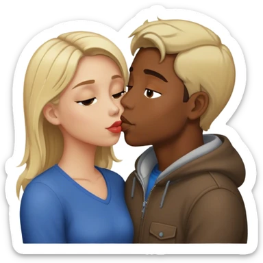 kiss boy brunet skin medium dark and girl blonde sticker
