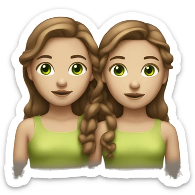 two headed girl with lighter skin and one with green eyes and lighter brown hair sticker