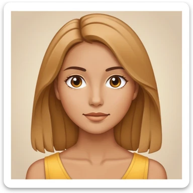 Woman with golden brown shoulder-length hair , and tan skin , natural pretty face sticker