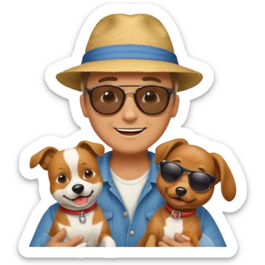 Men is playing with his dog sticker