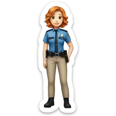 ginger girl police officer teen cute blue uniform sticker