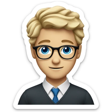 Dark blonde blue eyes studious Jewish boy with glasses  sticker