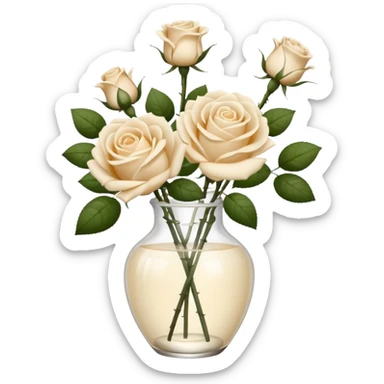 Cream color roses in glass vase sticker